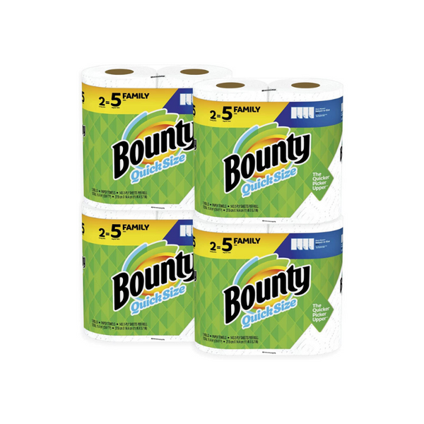 8 Family (20 Regular) Rolls Of Bounty Quick-Size Paper Towels