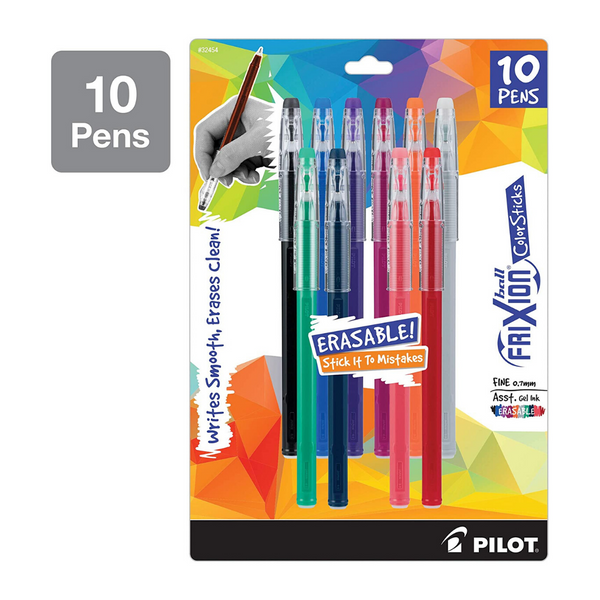 10 Pilot Frixion Gel Ink ColorSticks Pens