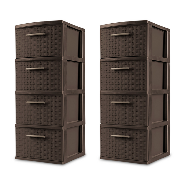 Set Of 2 Sterilite 4 Drawer Weave Towers