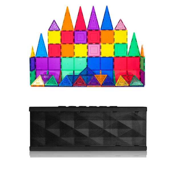 60 Piece PicassoTiles Magnetic Blocks And Bluetooth Speaker