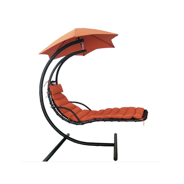 Outdoor Hanging Curved Steel Chaise Lounge Chair Swing (2 Colors)