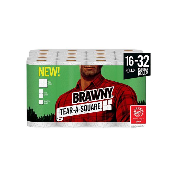 Alive Again: 16 Tear-A-Square (32 Regular) Rolls Of Brawny Paper Towels