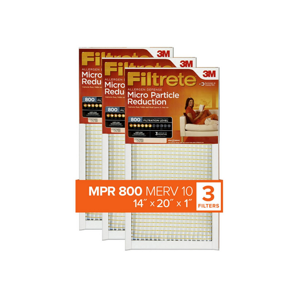 3-Pack 3M Filtrete Allergen Defense 800 MPR Air Filters (various sizes)