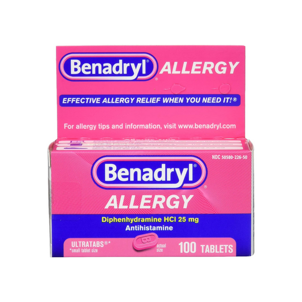 100 tabletas Benadryl Ultratabs antihistamínicos para aliviar las alergias