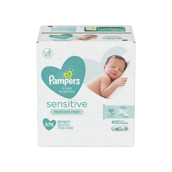 576-Count Pampers Sensitive Water Based Baby Wipes (Unscented)