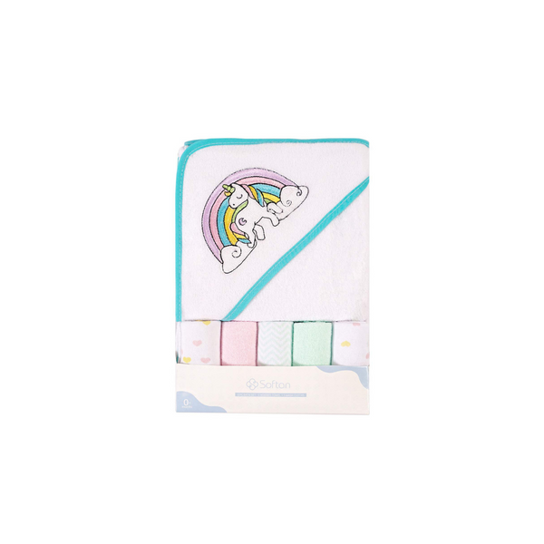 Softan Baby Hooded Bath Towel and Washcloths