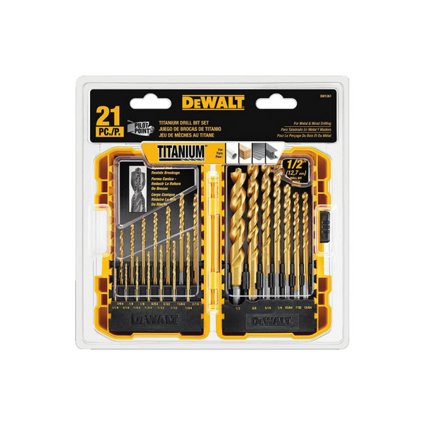 Juego de brocas de titanio DEWALT de 21 piezas