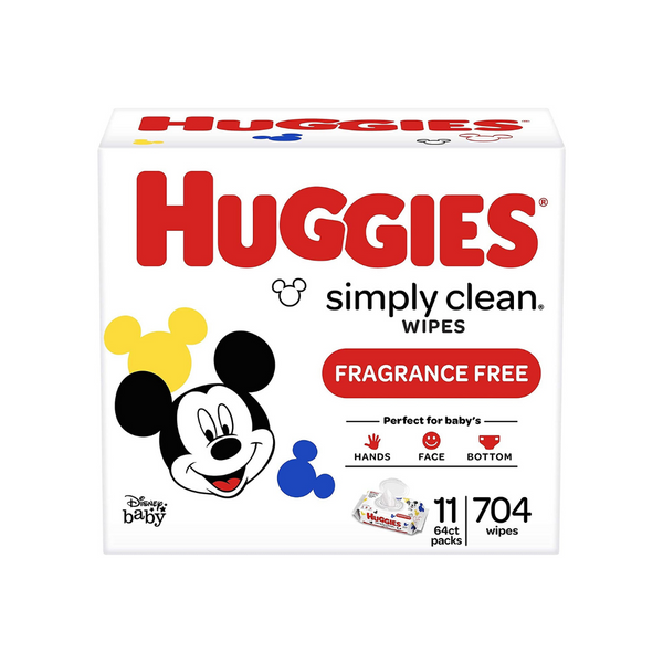 11 Packs of 64-Ct Huggies Unscented Baby Wipes