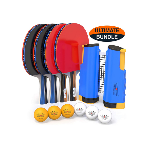 Professional Ping Pong Paddle Set with Retractable Net