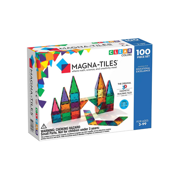 Magna-Tiles Juego de 100 piezas de colores transparentes