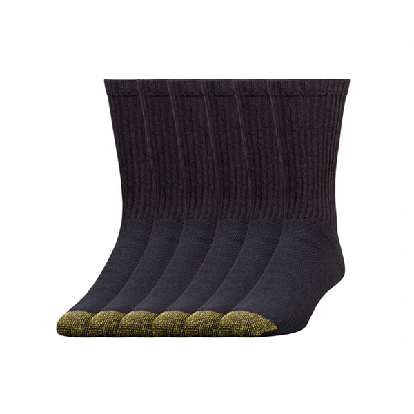 6 Pack Of Gold Toe Men’s Cotton Crew Athletic Socks