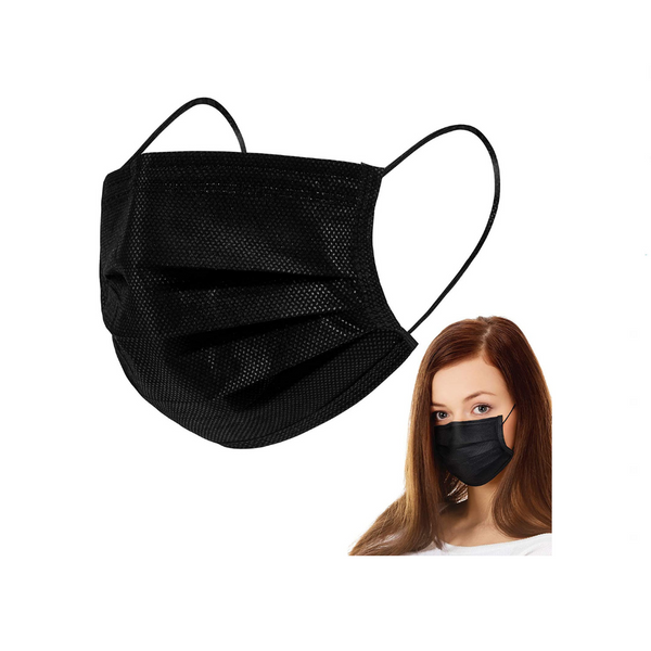 50 Black Disposable Face Masks