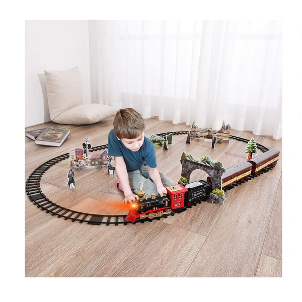 Steam Locomotive Engine Train Set With Smoke, Light & Sounds