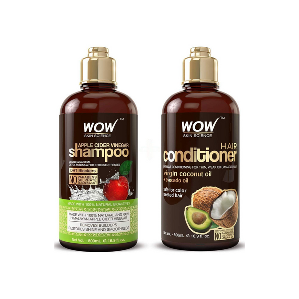 WOW Apple Cider Vinegar Shampoo & Hair Conditioner Set - (2 x 16.9 Fl Oz / 500mL)