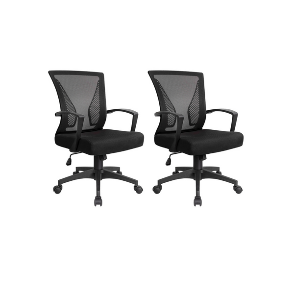 2 Mid Back Swivel Lumbar Support Desk Chairs