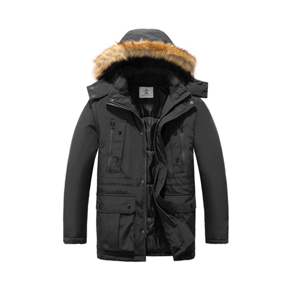 Men's Warm Parka Jacket With Removable Hood