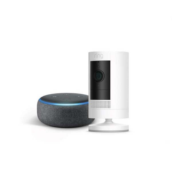 Cámara Ring Stick Up con Echo Dot