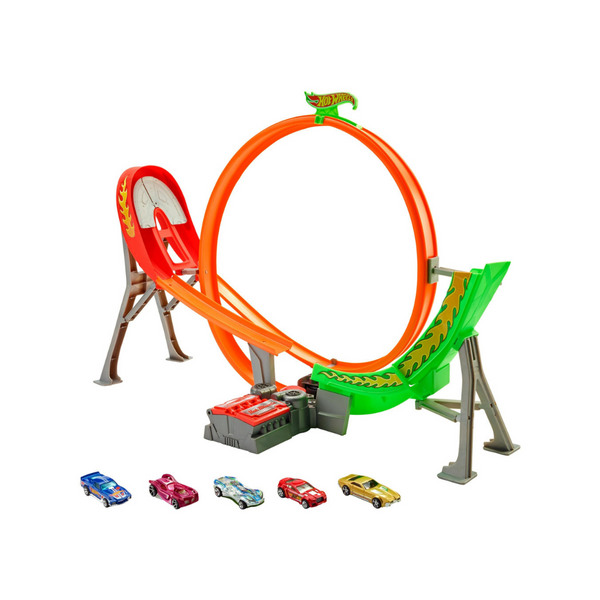 Hot Wheels Power Shift Raceway Track y juego de vehículos de 5 carreras