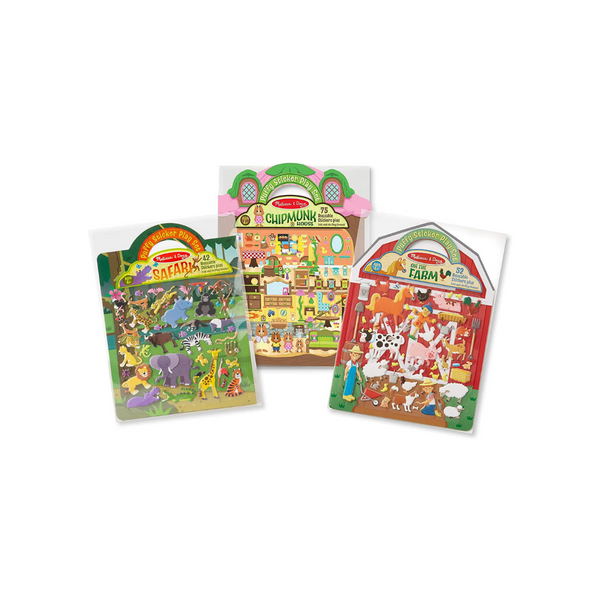 Melissa & Doug Puffy Sticker Farm, Safari, And Chipmunk Activity Books Set