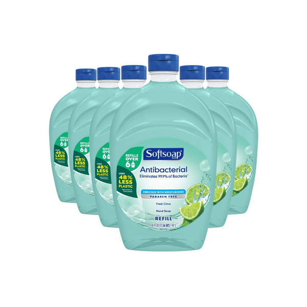 6 Huge Bottles Of Softsoap Antibacterial Liquid Hand Soap Refills