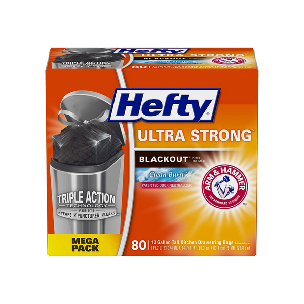 80 bolsas de basura de cocina Hefty, ultrafuertes, de 13 galones de alto