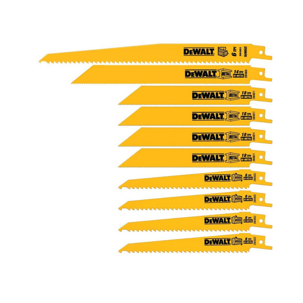 Hojas de sierra alternativa Dewalt de 10 piezas con estuche