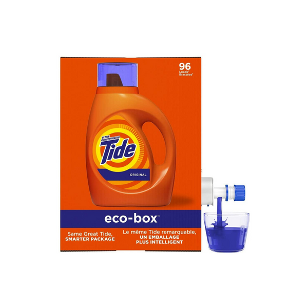 Caja ecológica líquida concentrada de detergente para ropa Tide, 96 cargas