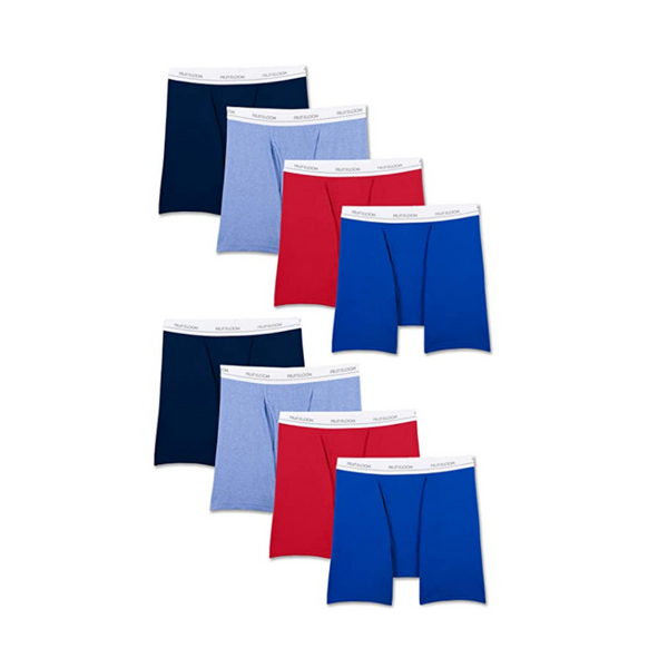 8 Fruit of the Loom Men's Active Cotton Blend Boxer Briefs