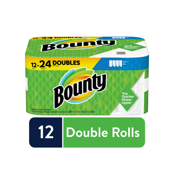 12 rollos dobles de toallas de papel Bounty Select-A-Size