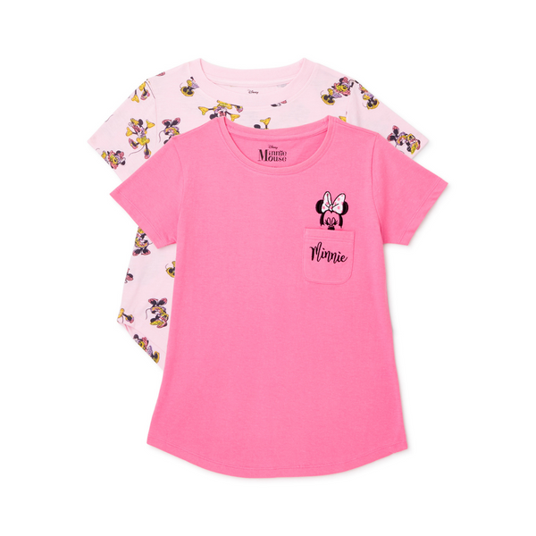 Camisetas de manga corta con estampado integral de Disney Minnie Mouse, 2 unidades 