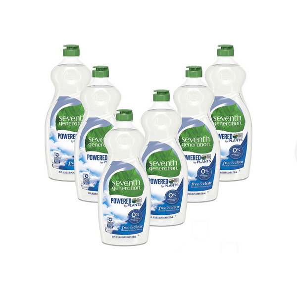 6 Bottles Of Seventh Generation Dish Liquid Soap, Free & Clear