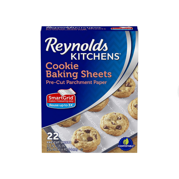 22 bandejas para hornear galletas Reynolds Kitchens precortadas, papel pergamino