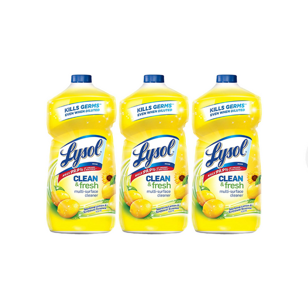 3 botellas de limpiador multisuperficie Lysol Clean and Fresh