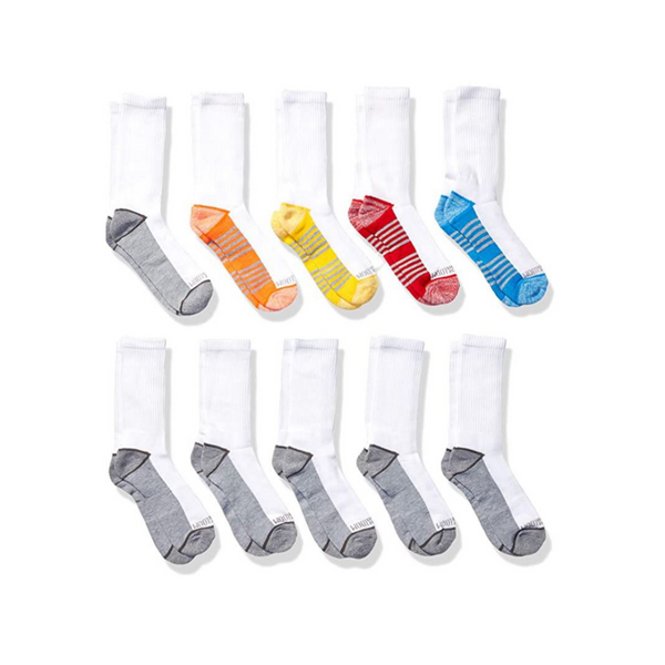 10 Pack Of Fruit Of The Loom Boys’ Crew Casual Socks