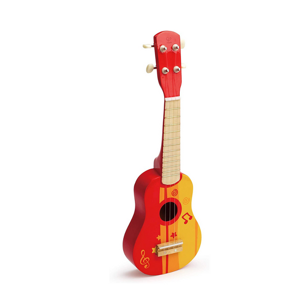 Ukelele de juguete de madera para niños Hape en rojo