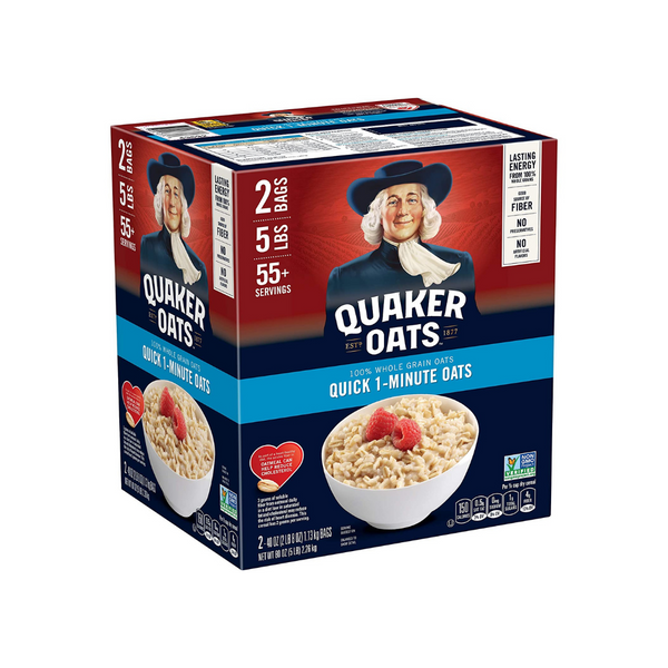 Dos bolsas de 40 oz de avena Quaker Oats Avena rápida de 1 minuto