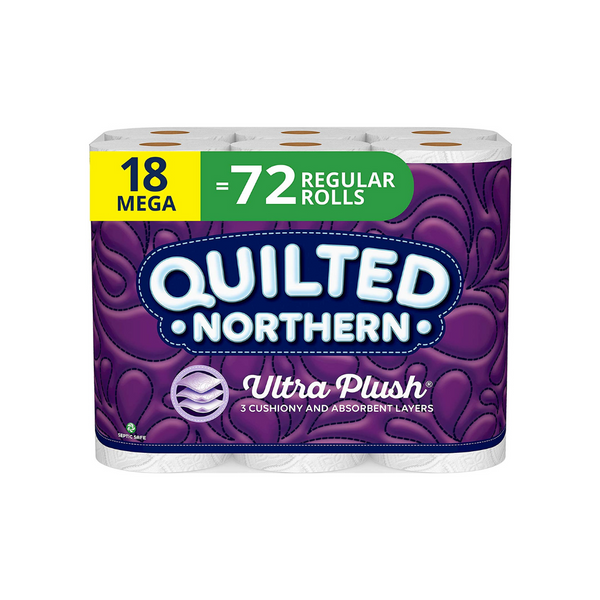 18 Mega (72 Regular) Rolls Of Quilted Northern Toilet Paper