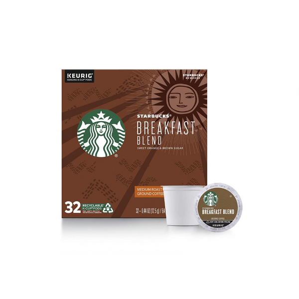 32 Starbucks Medium Roast Breakfast Blend K-Cup Coffee Pods