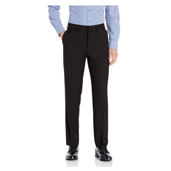 Haggar Pantalones de vestir con parte delantera plana y ajuste recto para hombre