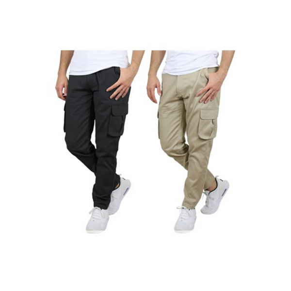 2 Galaxy by Harvic Pantalones cargo elásticos de algodón flexible para hombre (4 colores)