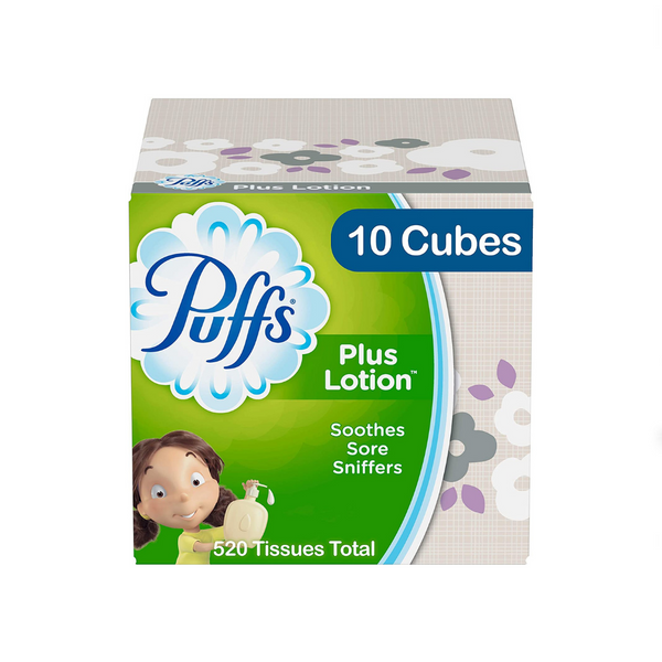 10 Cube Boxes Of Puffs Plus Lotion Facial Tissues