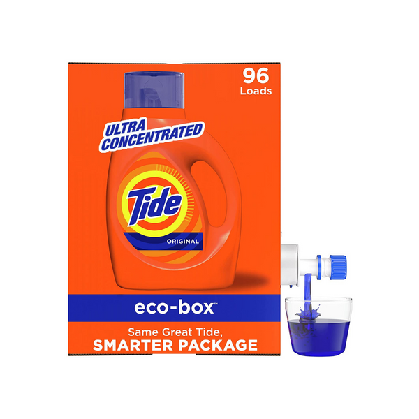 Caja ecológica líquida concentrada de detergente para ropa Tide, 96 cargas