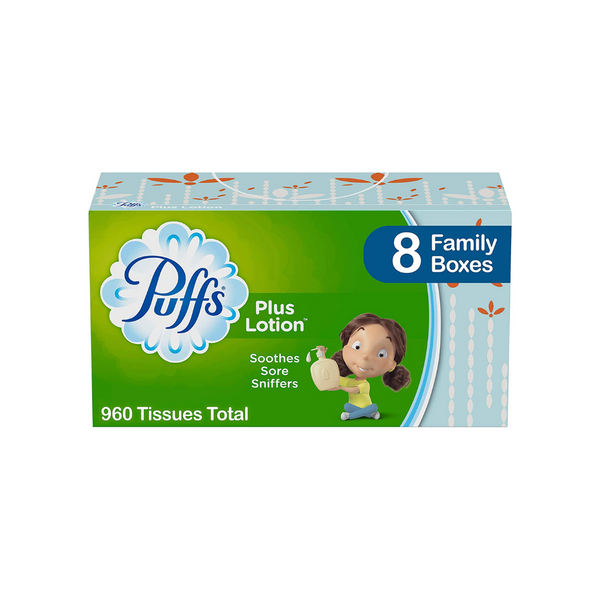 8 cajas familiares de pañuelos de papel Puffs Plus Lotion