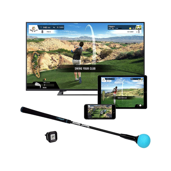 Simulador de juego de golf inteligente para el hogar y el móvil Phigolf con palo oscilante