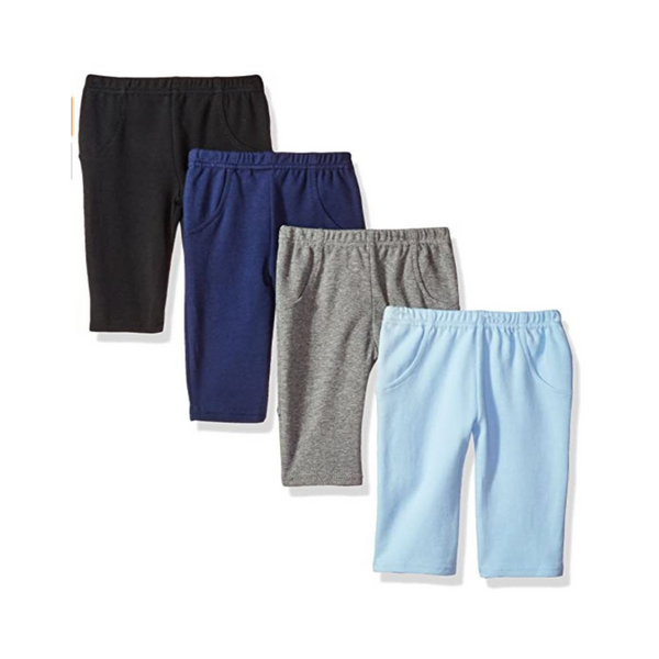 Paquete de 4 pantalones de algodón unisex para bebé Luvable Friends (varios tamaños/colores)