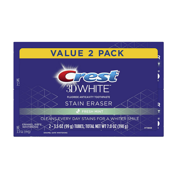 Paquete de 2 pastas de dientes blanqueadoras Crest 3D White Stain Eraser