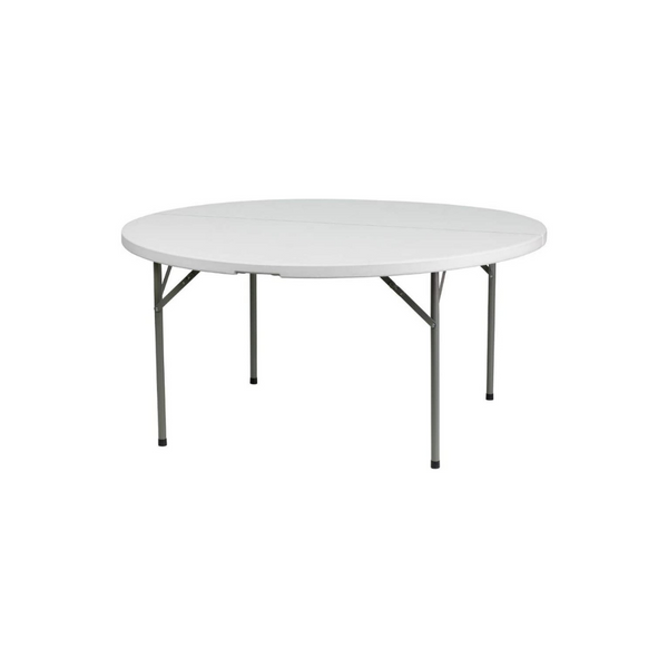 Flash Furniture Mesa plegable redonda de plástico blanco de 5 pies