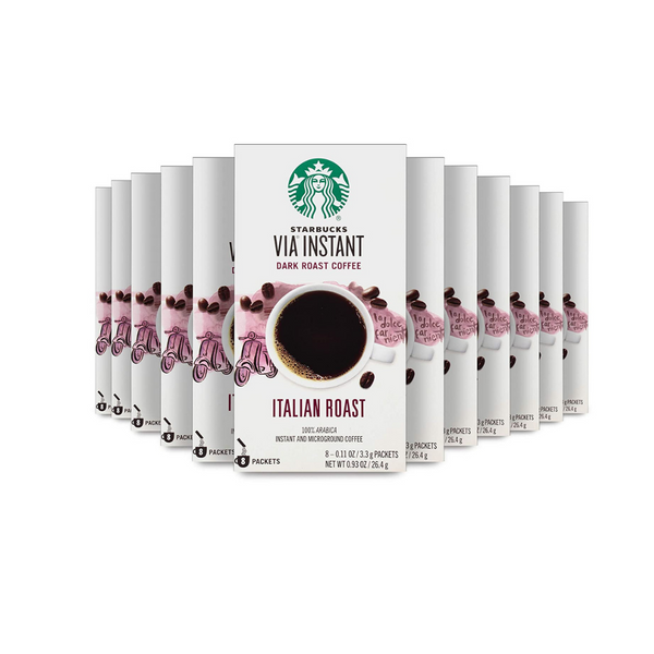 12 Boxes Of 8 Starbucks VIA Instant Coffee Italian Roast Packets