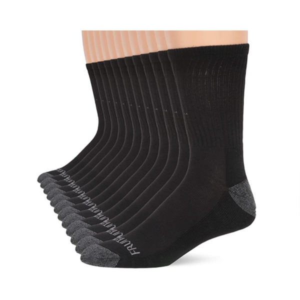 12-Pairs Of Fruit of the Loom Men's Crew Socks