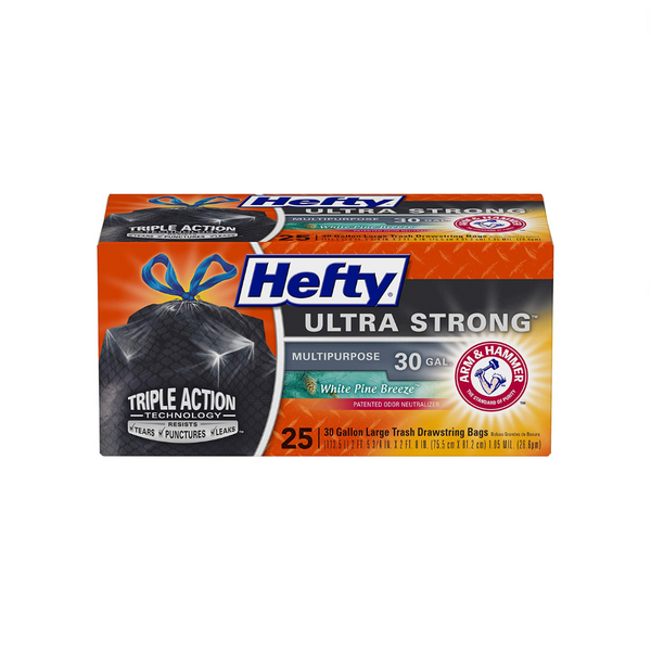 Pack Of 50 Hefty Ultra Strong 30 Gallon Trash Bags